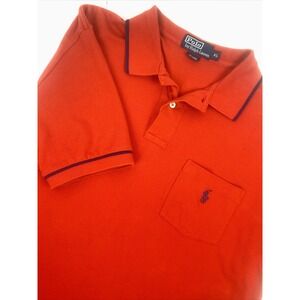 POLO Ralph Lauren Men's XL Red Short Sleeve Polo Blue Pony Striped Sleeve/Collar